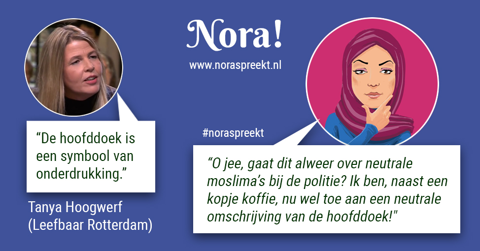Nora quote over hoofddoek